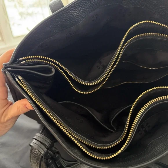 Tory Burch Black Pebbled Leather Tote